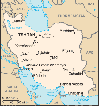 Map of Iran, Islamic Republic of